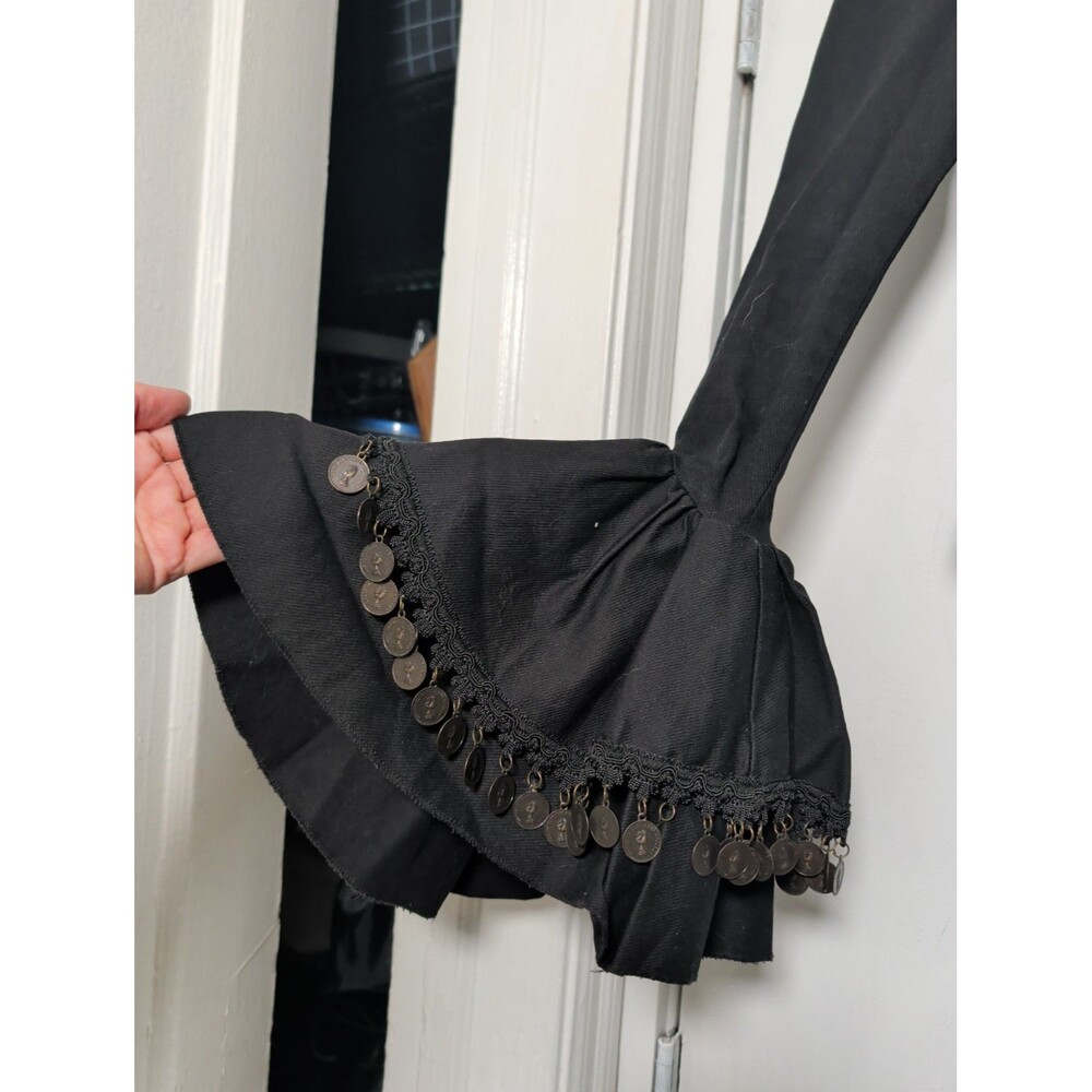 Rare Vintage Lip Service Goth Cropped Bell Sleeve Coin Tassel Top S PS114 - Picture 5 of 13